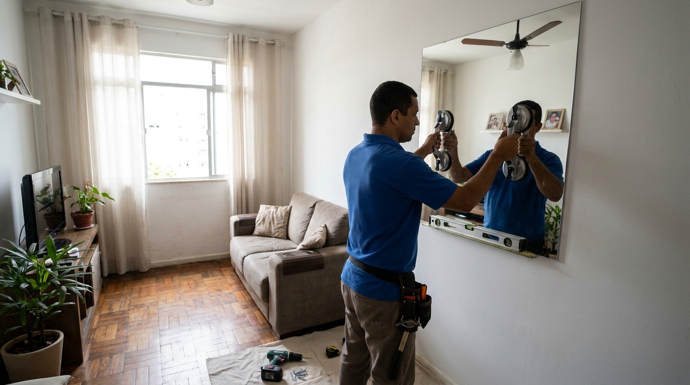 Espelho sob medida com parquet em Belém-PA